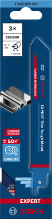 Sada 3 ks kotúčov do chvostovej píly Bosch EXPERT Thin Tough Metal S 922 EHM.