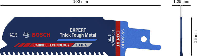 Pílový kotúč Bosch EXPERT Thick Tough Metal S 555 CHC na rezanie hrubého kovu.