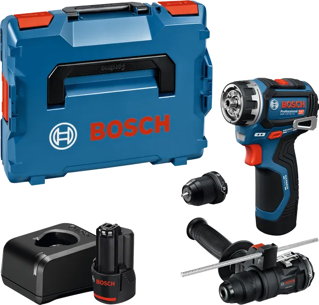 Sada akumulátorových vŕtačiek Bosch GSR 12V-32 FC s kufríkom a príslušenstvom.
