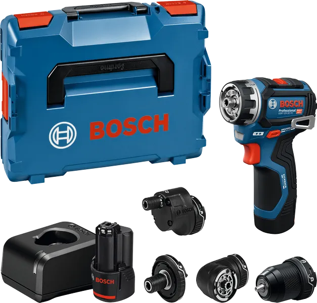 Sada akumulátorových vŕtačiek Bosch GSR 12V-32 FC s nadstavcami.