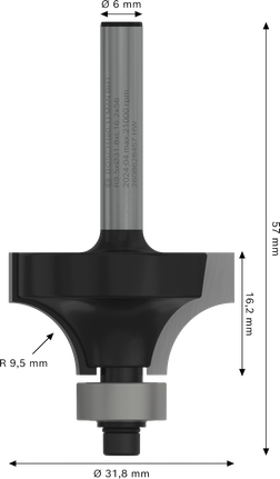 Fréza Bosch PRO zaoblená s priemerom stopky R 9,5, 6 mm.