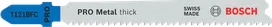 Hrubý pílový list do priamočiarej píly Bosch PRO Metal T121BFC na rezanie kovu.