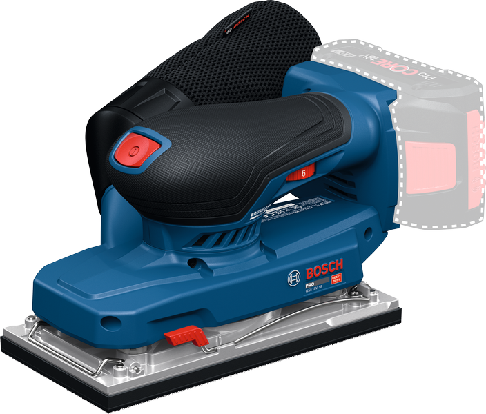 Orbitálna brúska Bosch GSS18V-18 s ergonomickou rukoväťou.