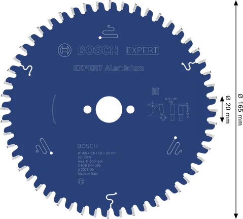 Pílový kotúč Bosch EXPERT do hliníka, 165 mm, 52 zubov.