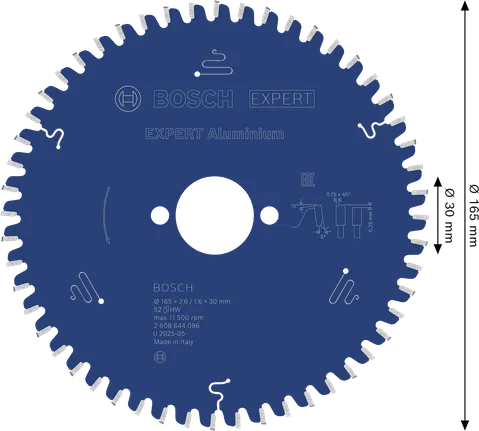Pílový list Bosch EXPERT do hliníka 165 mm 52 zubov.