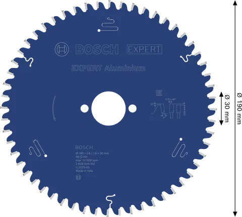 Hliníkový kotúč na okružnú pílu Bosch EXPERT s priemerom 190 mm.