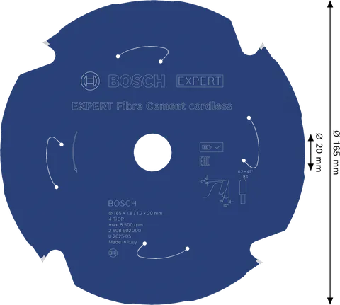 Akumulátorový kotúč na okružnú pílu na vláknocement Bosch EXPERT 165 mm.