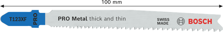 Pílový list do priamočiarej píly Bosch PRO Metal hrubé a tenké T123XF 100 mm.