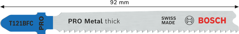 Hrubý list priamočiarej píly Bosch PRO Metal T121BFC 92 mm.