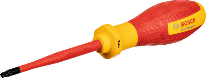 Skrutkovač Bosch VDE TX25x100 s izolovanou rukoväťou.