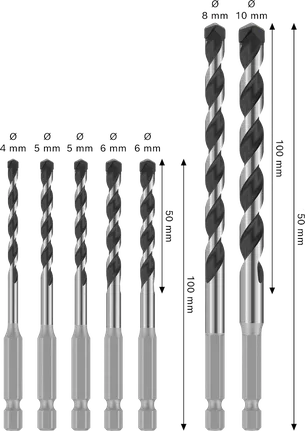 Sada vrtákov Bosch PRO HEX-5, 7-dielna, so šesťhrannou stopkou.