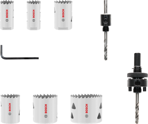 Sada závitových dierových píl Bosch Multi Material, 6 veľkostí.