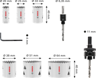 Sada závitových dierových píl Bosch Multi Material, 20 – 64 mm.