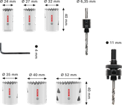 Sada závitových dierových píl Bosch Multi Material 24 – 52 mm.