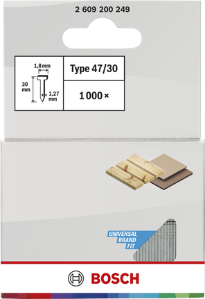 Klince Bosch typ 47/30, balenie 1000 kusov na prácu s drevom.