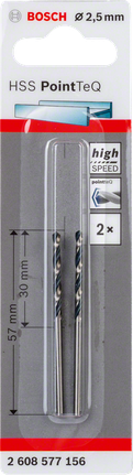 رؤوس مثقاب Bosch HSS PointTeQ مقاس 2.5 مم.