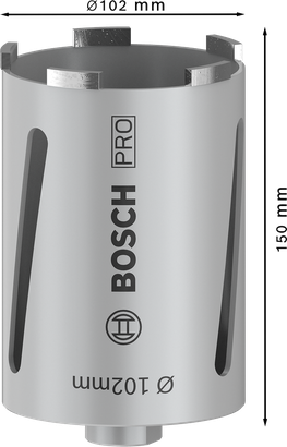 قاطعة القلب Bosch PRO جافة 102 × 150 مم G 1/2 بوصة.