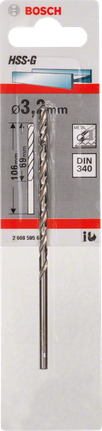 Bosch 3.2 mm HSS-G metal drill bit DIN 340.