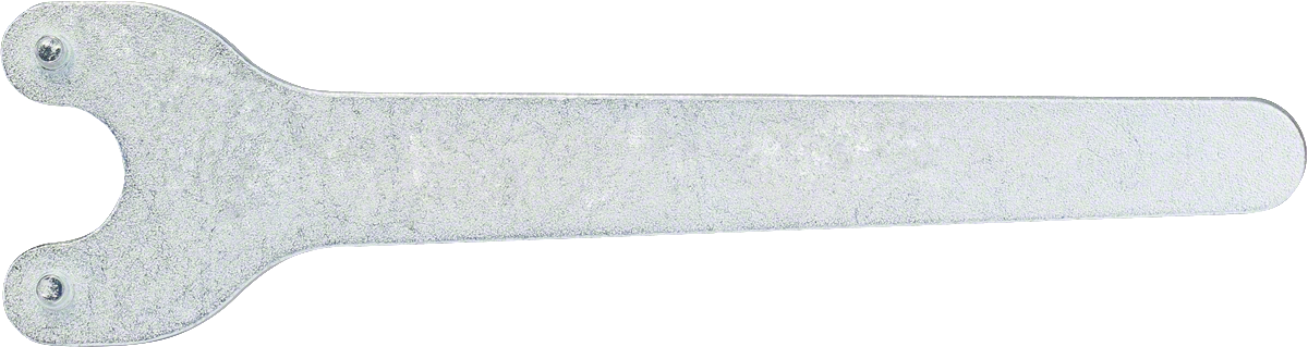 Bosch two-hole spanner straight for accessory changes.