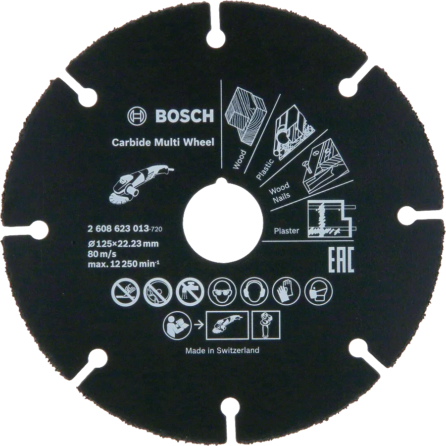 Bosch Carbide Multi Wheel 125mm for wood, plastic, plaster.