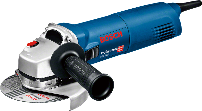 Bosch GWS 1400 angle grinder with side handle.