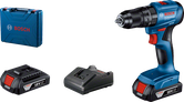 Bosch GSB 185-LI cordless drill set with battery and charger.