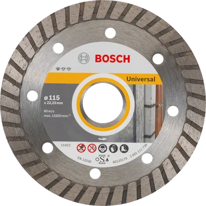 Disque à tronçonner diamanté universel Bosch pour meuleuses d'angle.