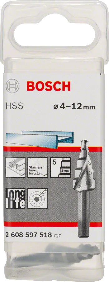 Foret étagé Bosch HSS 4-12 mm pour métal.