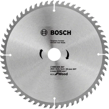 Lame de scie circulaire Bosch Eco pour bois, 254 mm 60 dents.