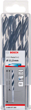 Jeu de forets hélicoïdaux Bosch HSS PointTeQ 11,5 mm.