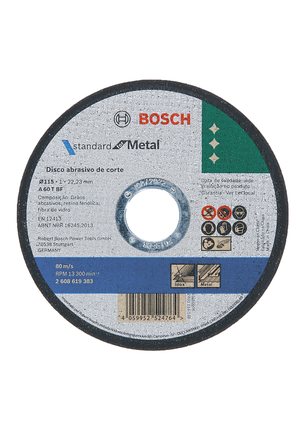 Disque à tronçonner Bosch Standard for Metal 115 mm pour meuleuses d'angle.