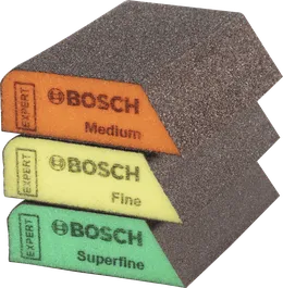 Éponges abrasives Bosch EXPERT S470 Combi Block, moyennement fines et superfines.