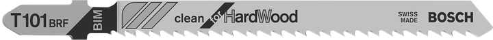 Lame de scie sauteuse Bosch T101BRF pour des coupes nettes dans le bois dur.