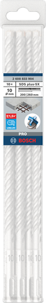 Lot de 10 forets pour marteau perforateur Bosch SDS Plus-5X 10 × 200 × 260 mm.
