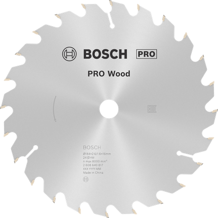 Lame de scie circulaire à bois Bosch PRO 184 mm 24 dents pour une coupe rapide du bois.