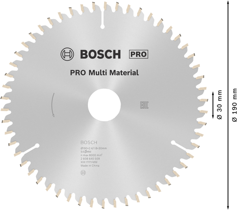 Lame de scie circulaire Bosch PRO Multi Material, 190 mm.