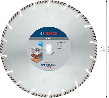Disque diamanté multi-matériaux Bosch PRO 350 mm.