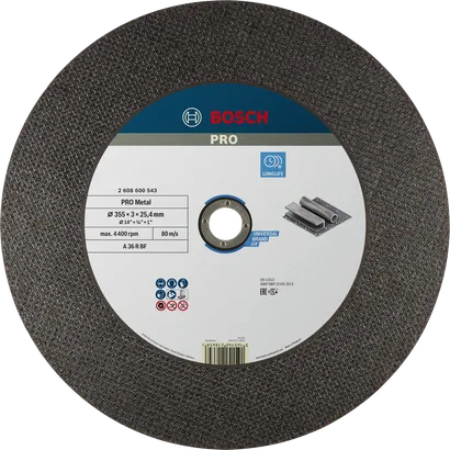 Disque à tronçonner à liant métallique Bosch PRO 355 mm pour métal.