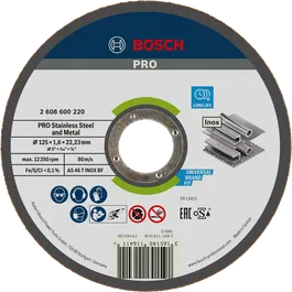 Disque à tronçonner Bosch PRO pour acier inoxydable et métal, 125 mm.