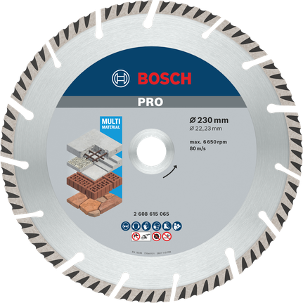 Disque diamanté multi-matériaux Bosch PRO, 230 mm pour la coupe.