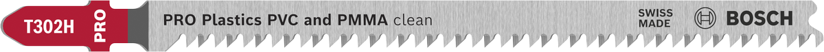 Lame de scie sauteuse Bosch T302H pour des coupes nettes en PVC et PMMA.