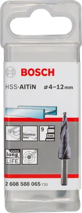 Bosch HSS-AlTiN kademeli matkap ucu 4–12 mm.