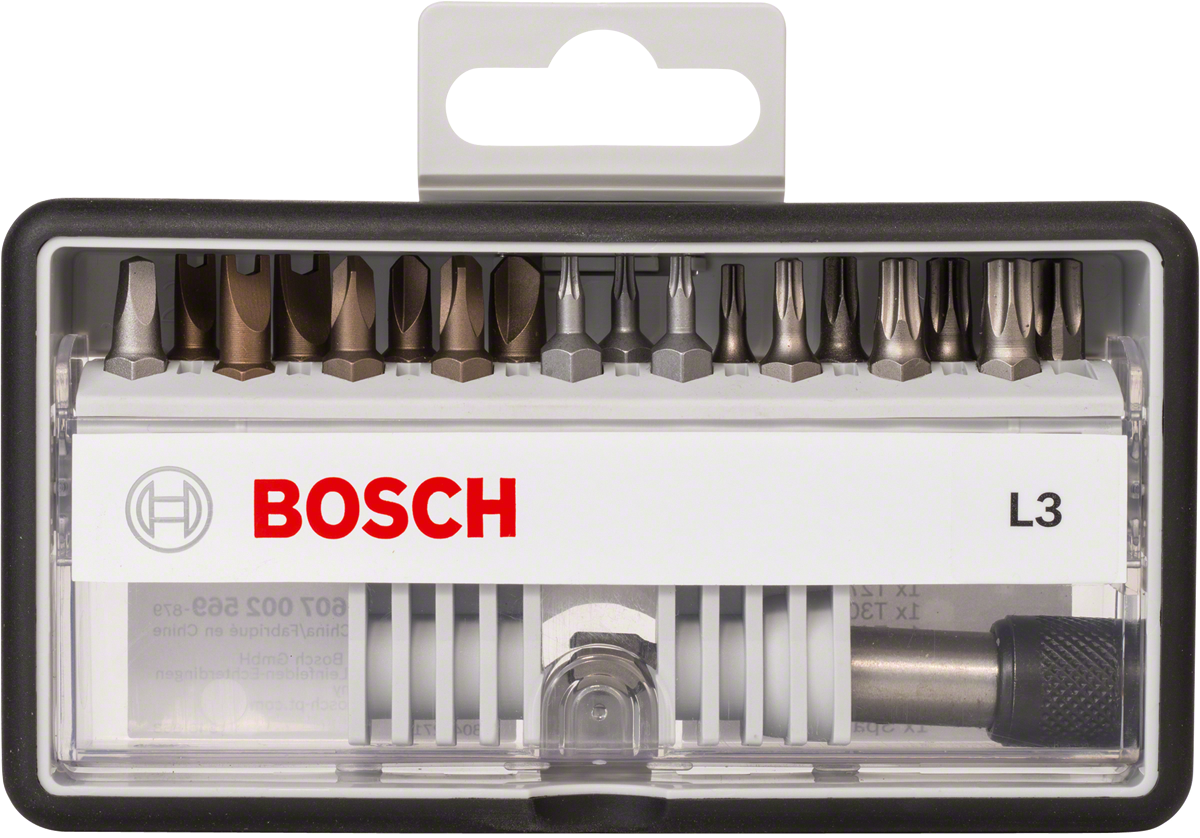 Bosch 18+1 parçalı Robust Line Security Torx uç seti.