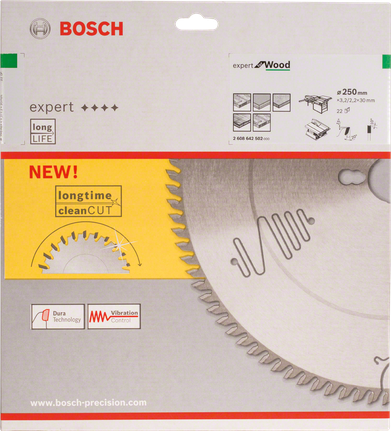 Bosch Expert ahşap işleme dairesel testere bıçağı 250 mm uzun ömürlü.
