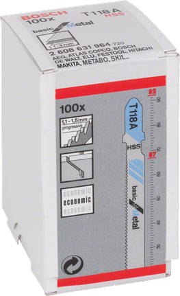 Bosch T118A dekupaj testeresi bıçakları 100x metal için.