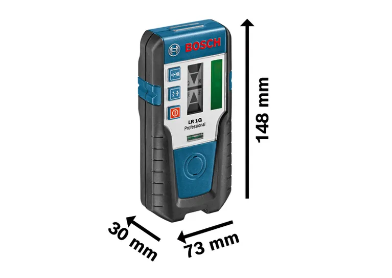 Bosch LR 1G lazer alıcısı, boyut ölçülerini göstermektedir.