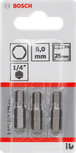 Bosch altıgen tornavida uçları 5 mm 25 mm, 3'lü paket.