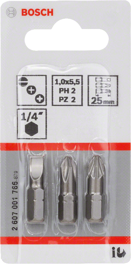 Bosch 3 parçalı 25 mm Ekstra Sert tornavida ucu seti.