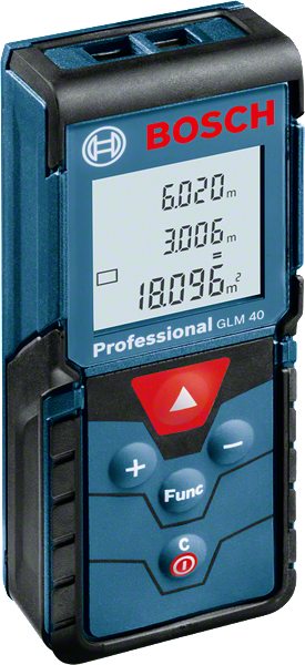 Bosch GLM 40 lazer ölçüm cihazı, dijital ekranlı.