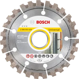 Bosch 115 mm açılı taşlama makineleri için üniversal elmas kesme diski.